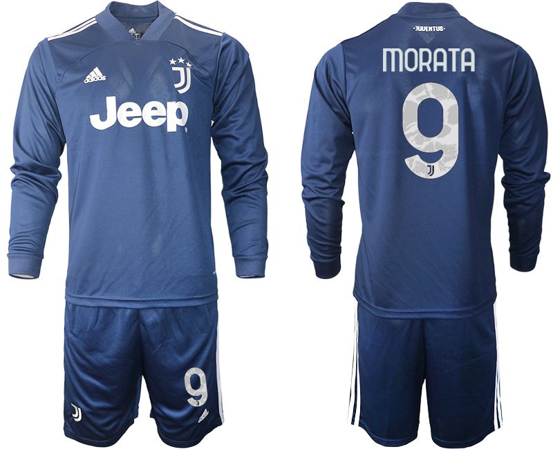 Men 2020-2021 club Juventus away long sleeves #9 blue Soccer Jerseys->customized soccer jersey->Custom Jersey